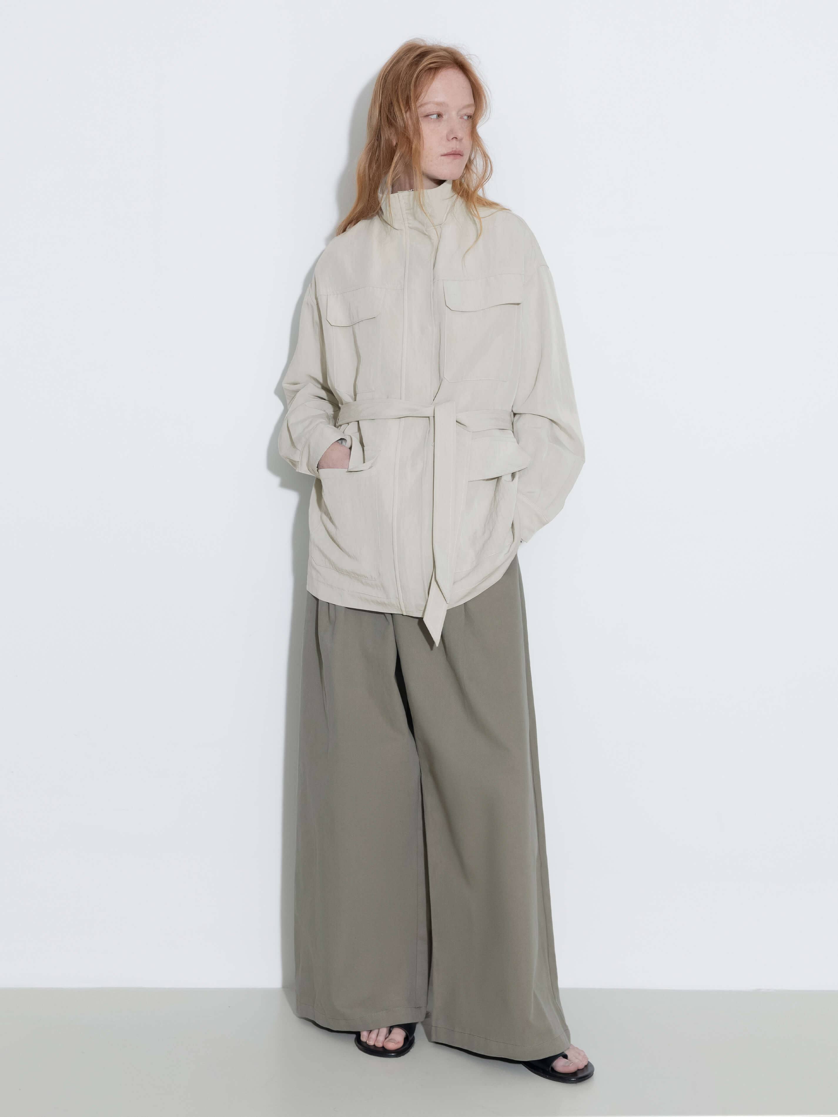 Oversized Funnel Neck Cropped Cargo Jacket-8