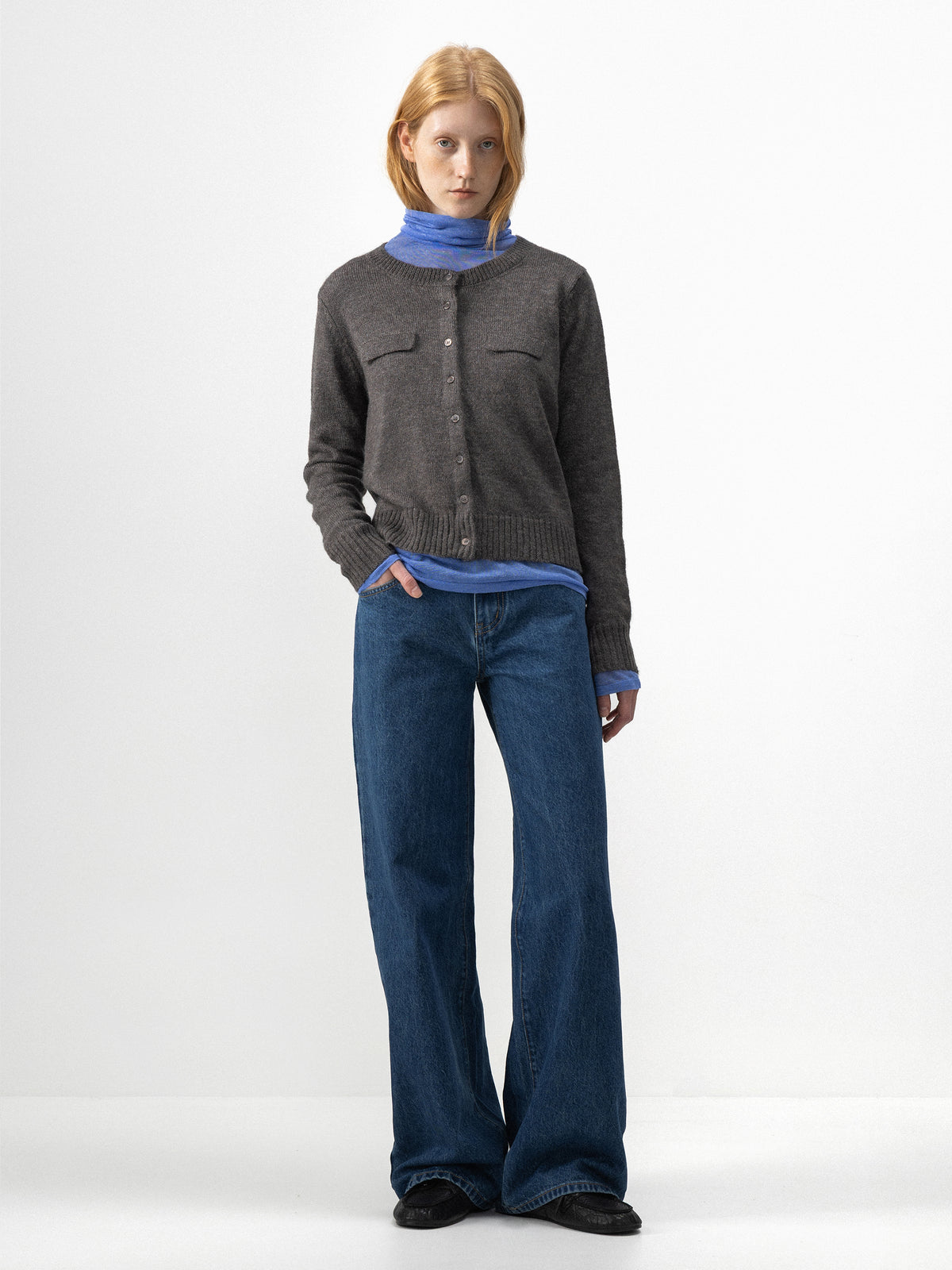 CUBIC Marled Knit Button-Up Cardigan-1