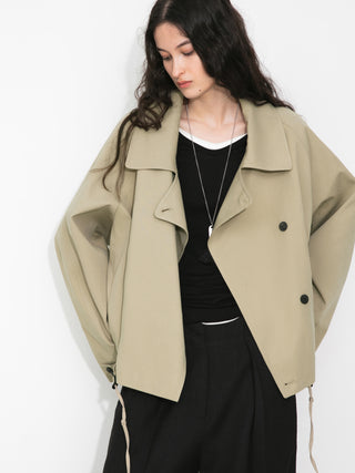 Cropped Drawstring Trench Coat