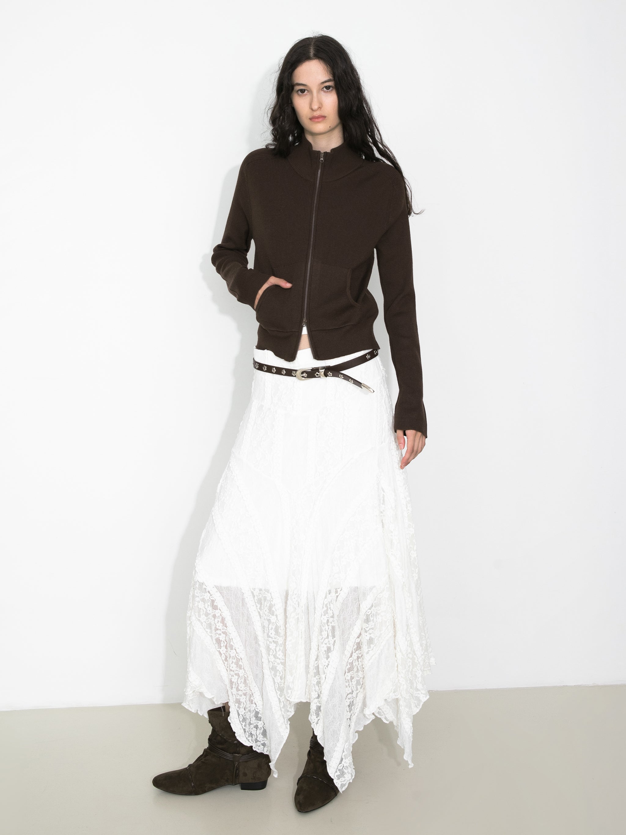 Chiffon Knit Asymmetric Maxi Dress