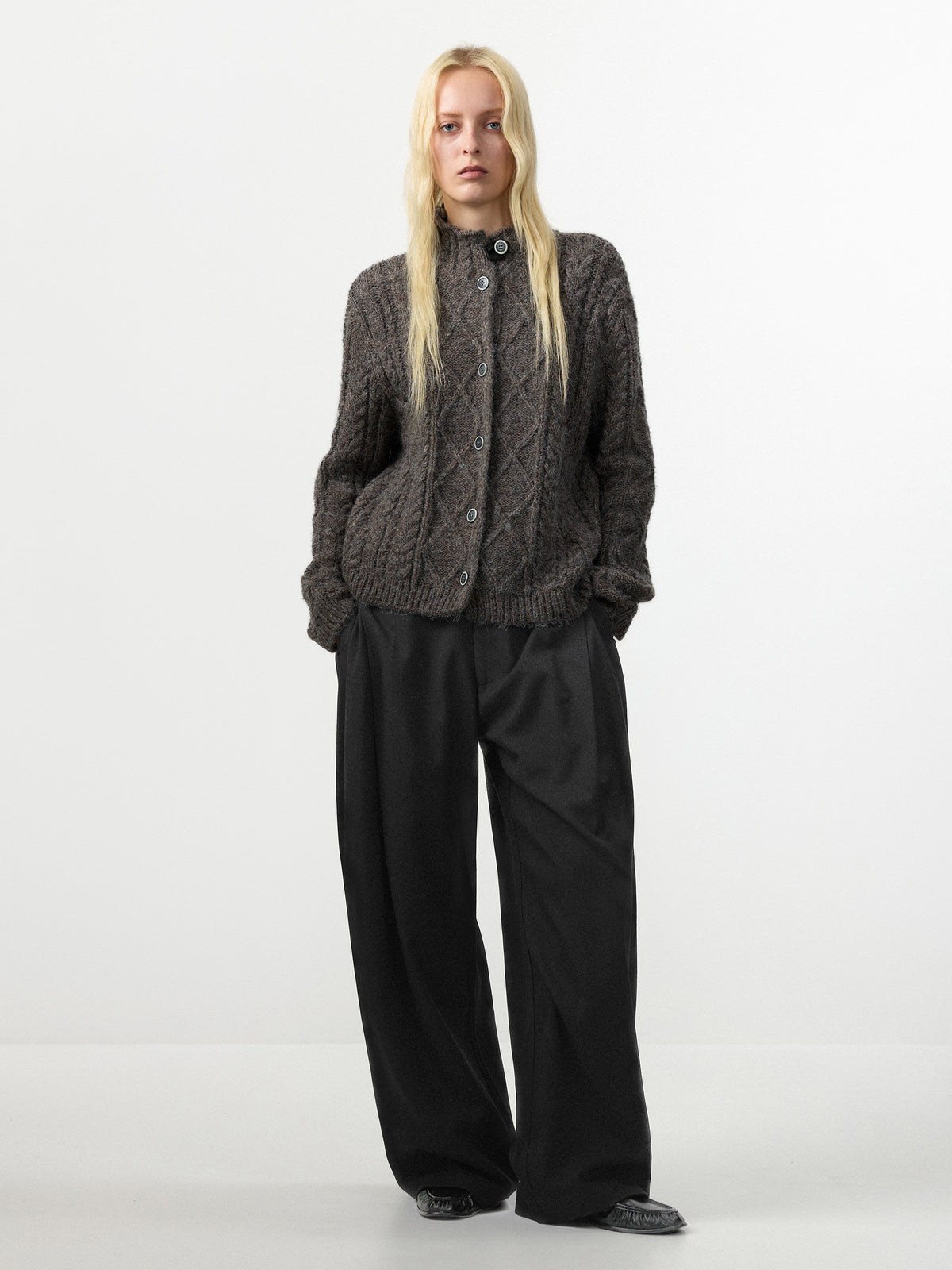 CUBIC Cable Knit Wool Blend Cardigan-1