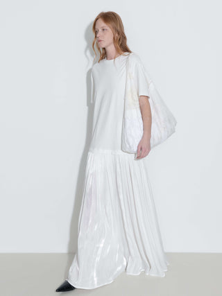 Oversized Round Neck Short Sleeve Pleated Dress