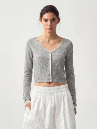 CUBIC Contrast Wool Blend Lace Cardigan