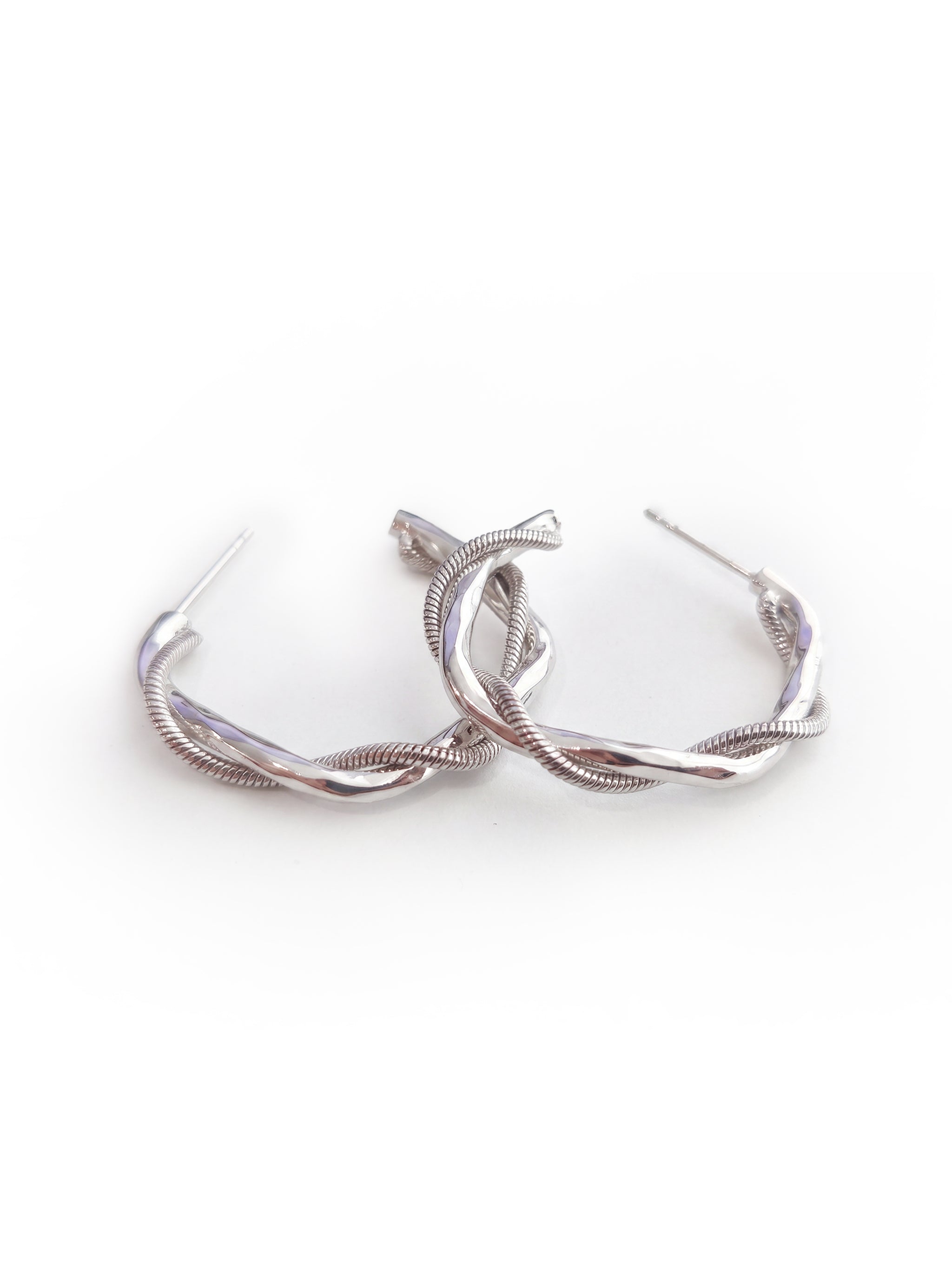 Twisted Textured Hoop Earrings-1