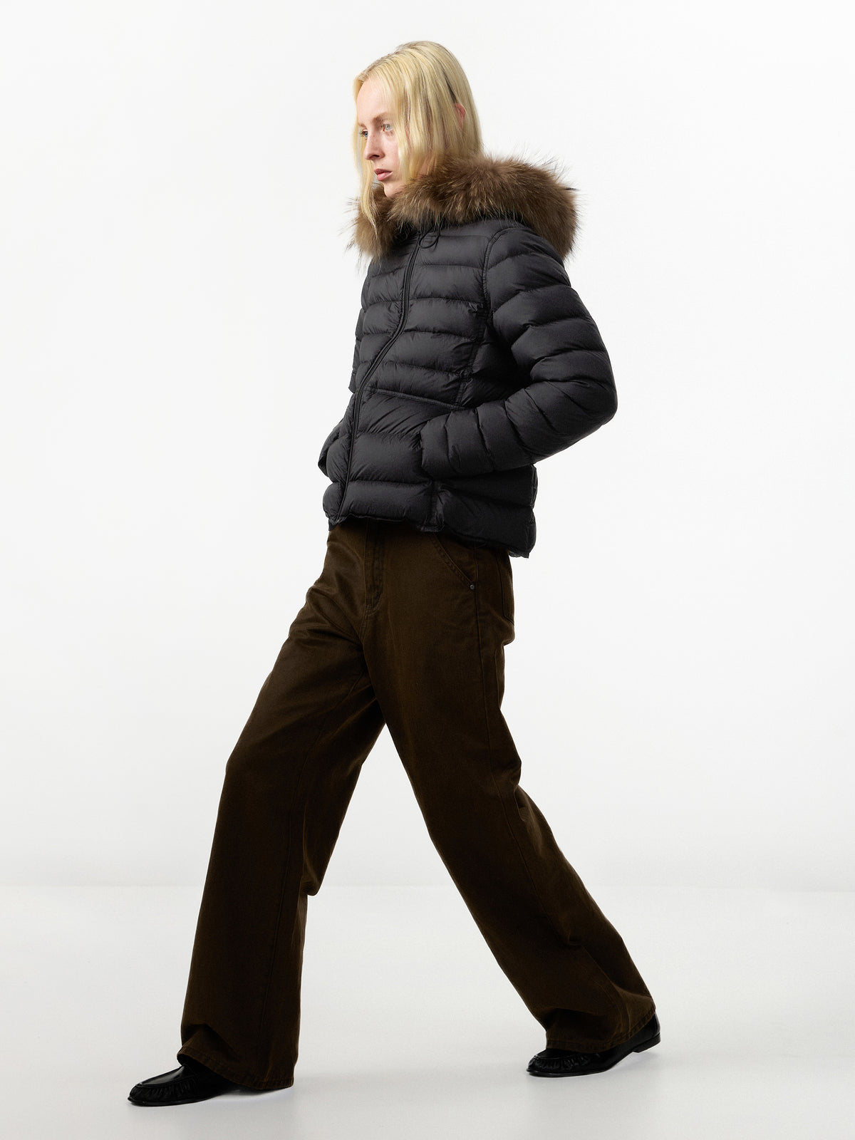 CUBIC Detachable Fur‑Trim Short Puffer Jacket-1
