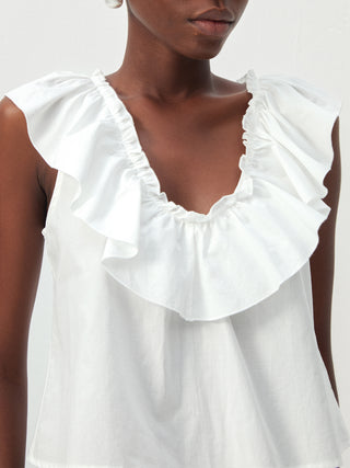 CUBIC Ruffle V-Neck Sleeveless Blouse