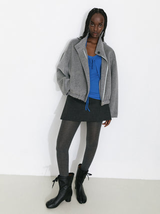 Cocoon Zip-Up Jacket with Raw Edge Cuffs