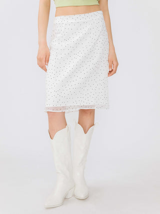 Double Layered Polka Dot Mesh Skirt