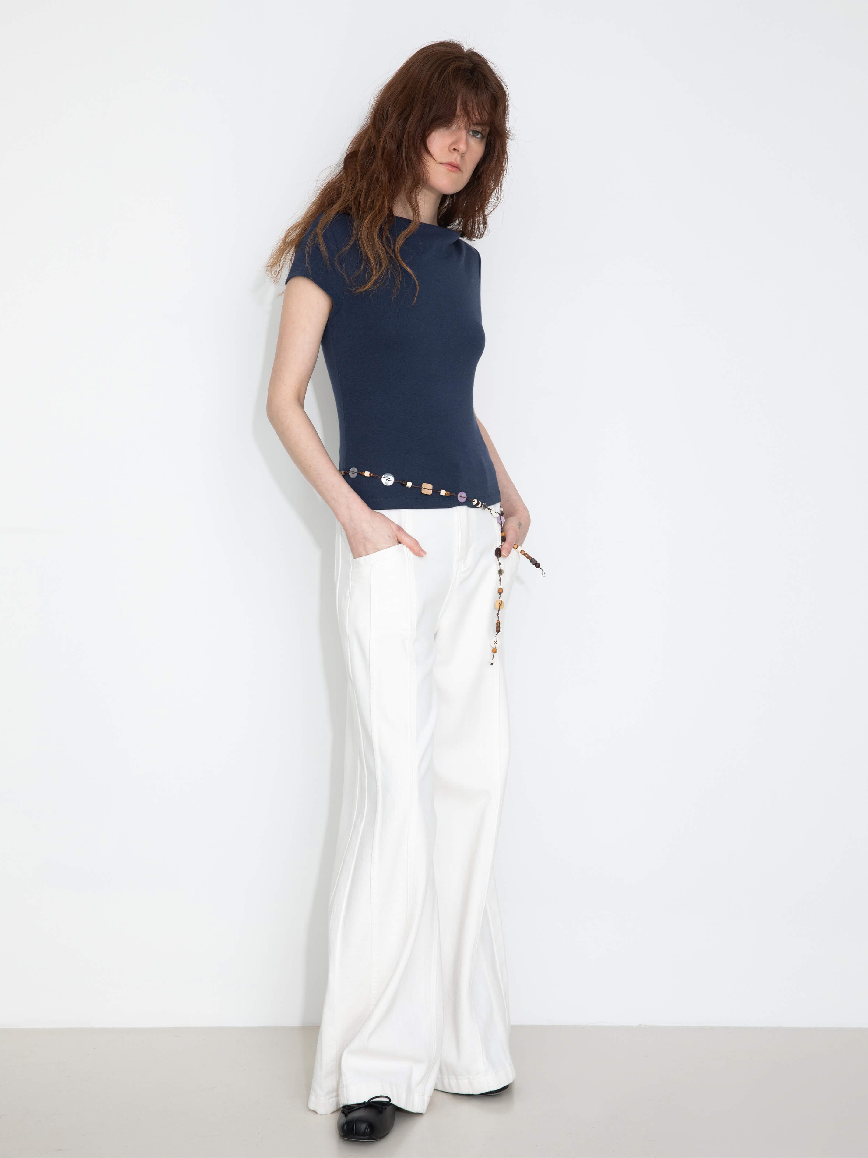 C by CUBIC Draped Neck Short-Sleeve T-Shirt-2