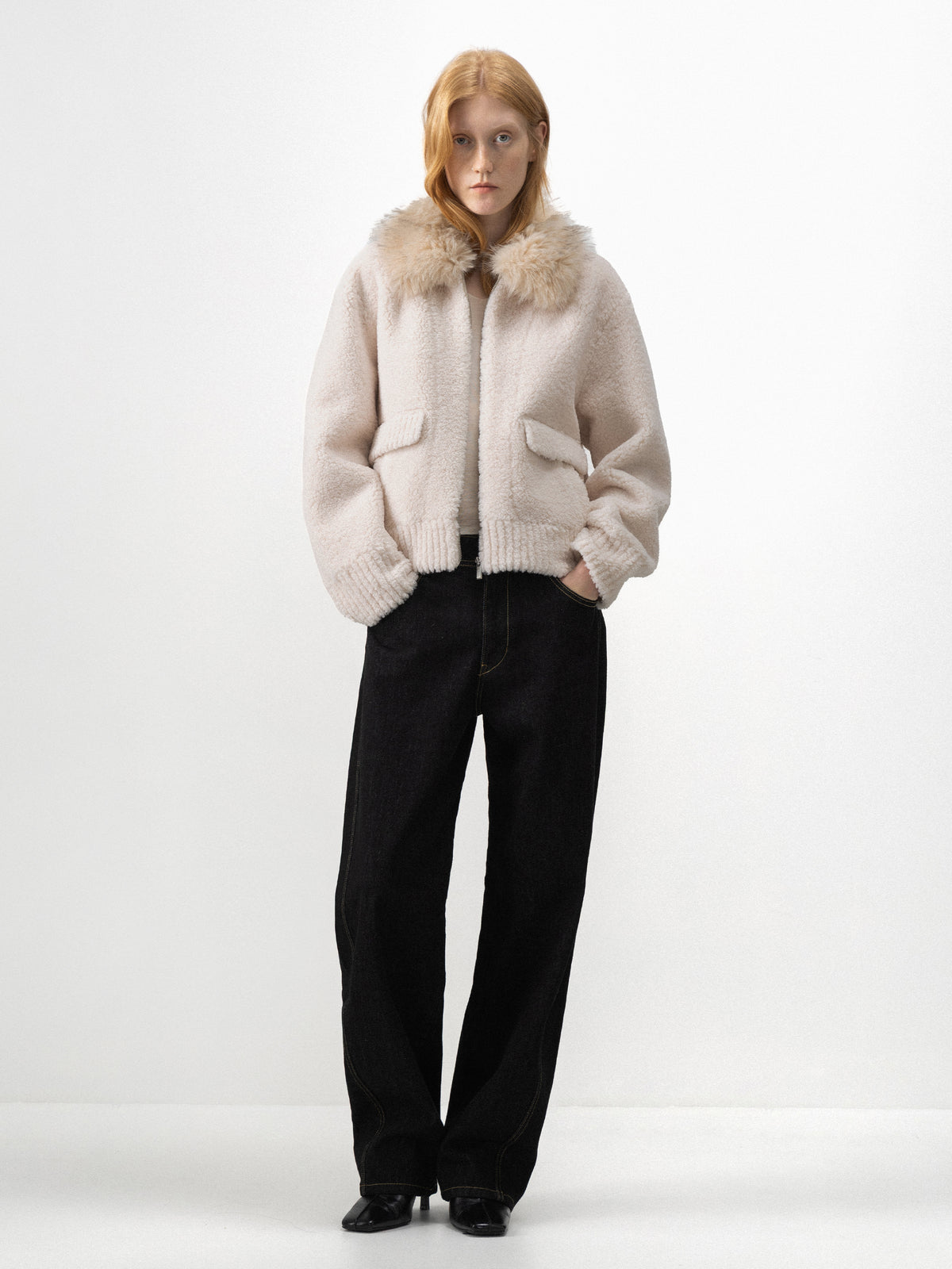 CUBIC Faux-Fur Collar Teddy Jacket-2