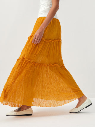 CUBIC Textured Tiered Ruffle Maxi Skirt