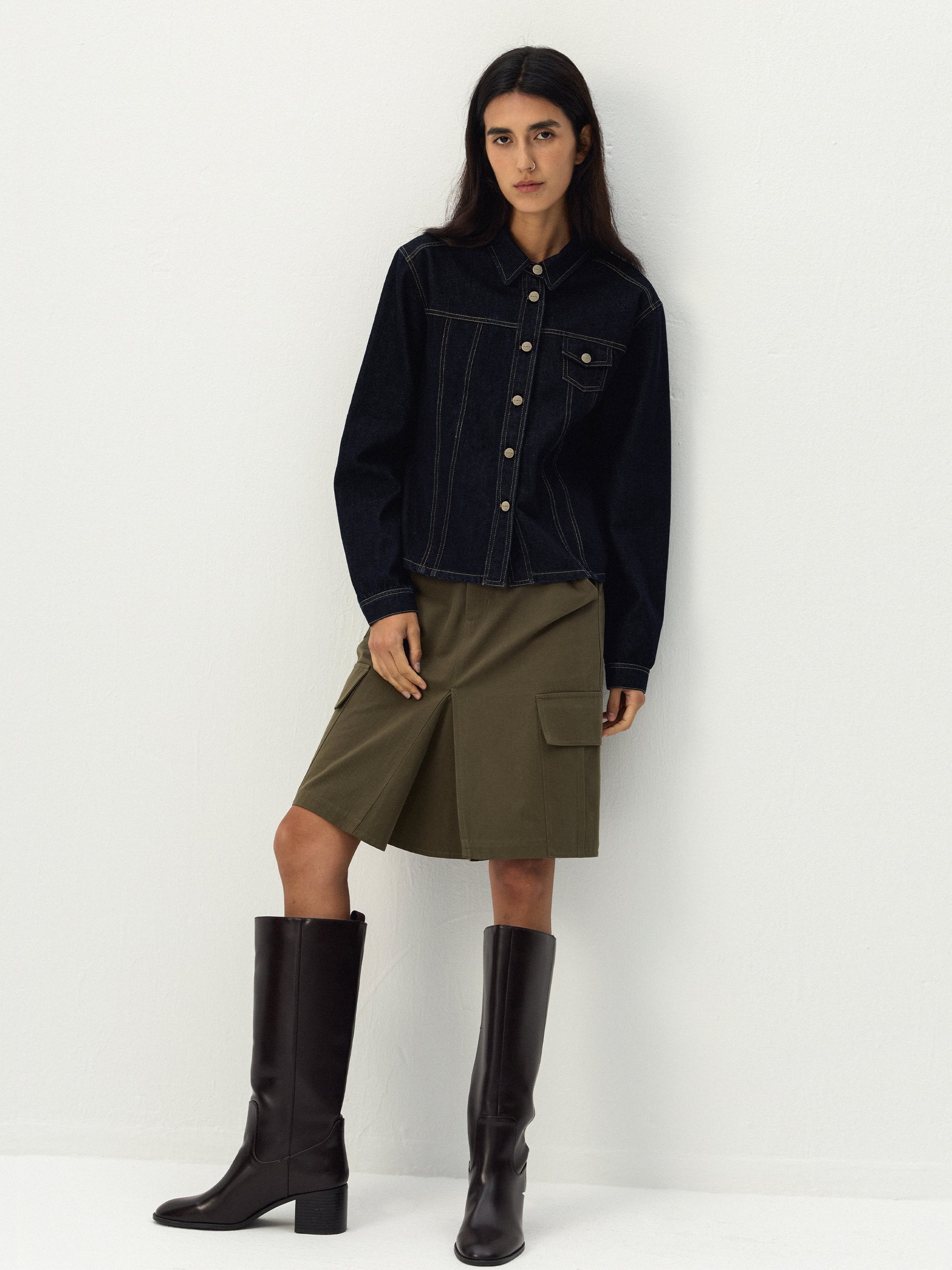 CUBIC Fitted Denim Button-Up Jacket