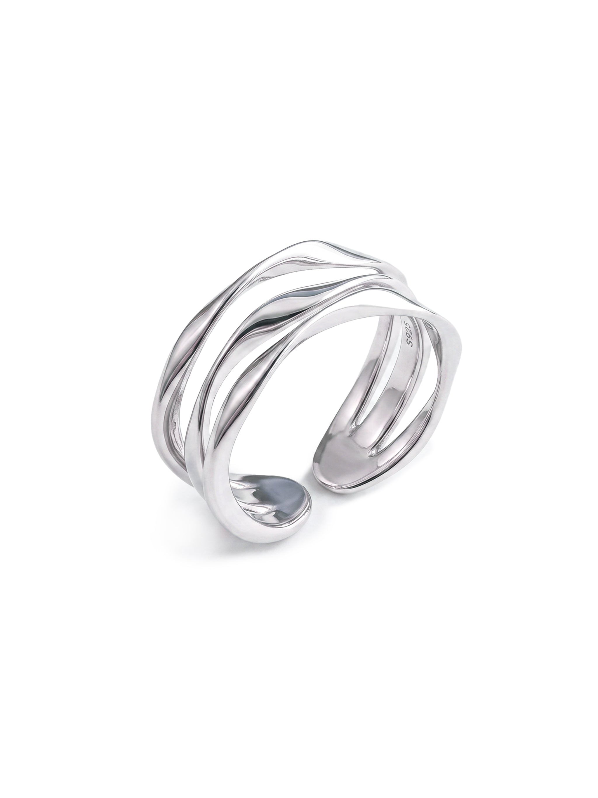 Twisted Streamline Wave Open Ring-1