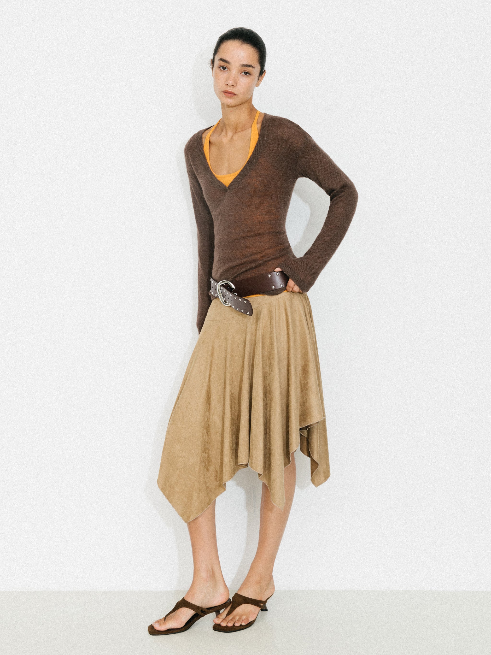 Asymmetrical Suede Skirt