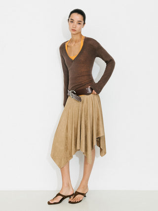 Asymmetrical Suede Skirt