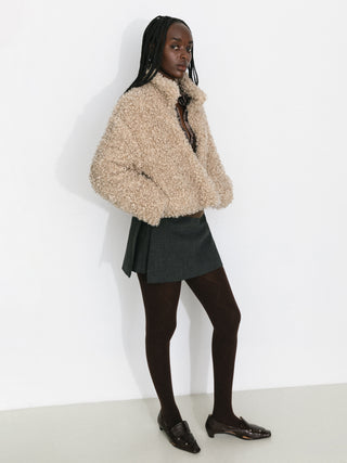 Fleece Stand-Collar Short Down Jacket