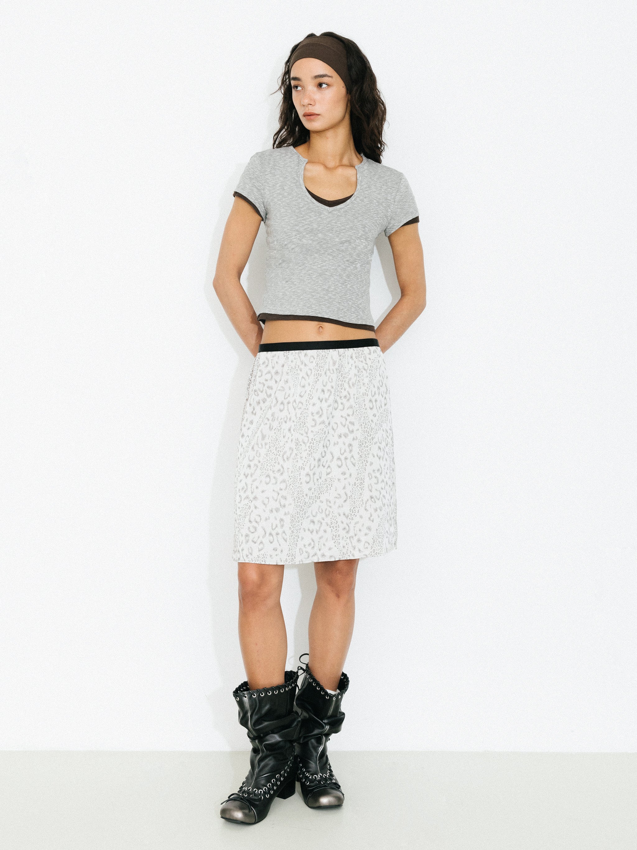 Leopard Print Straight Midi Skirt