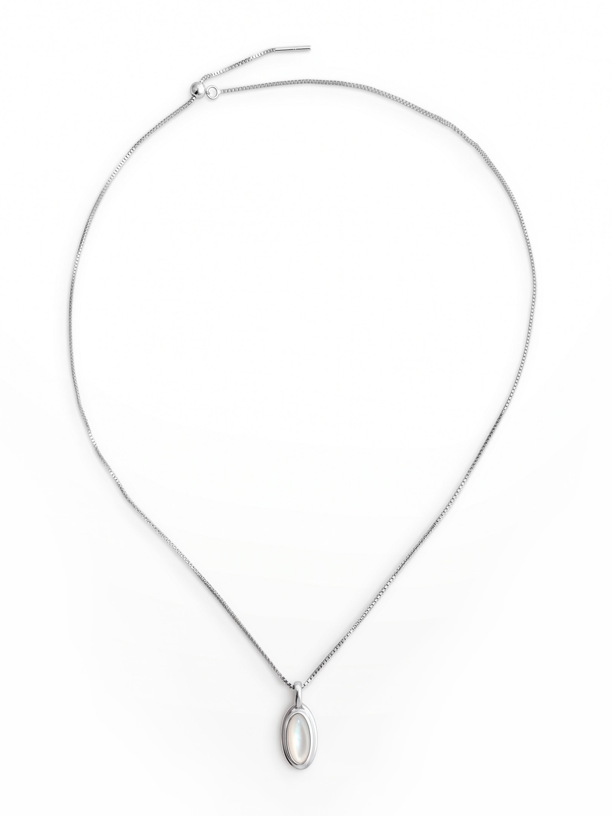 Oval Shell Silver Necklace-2