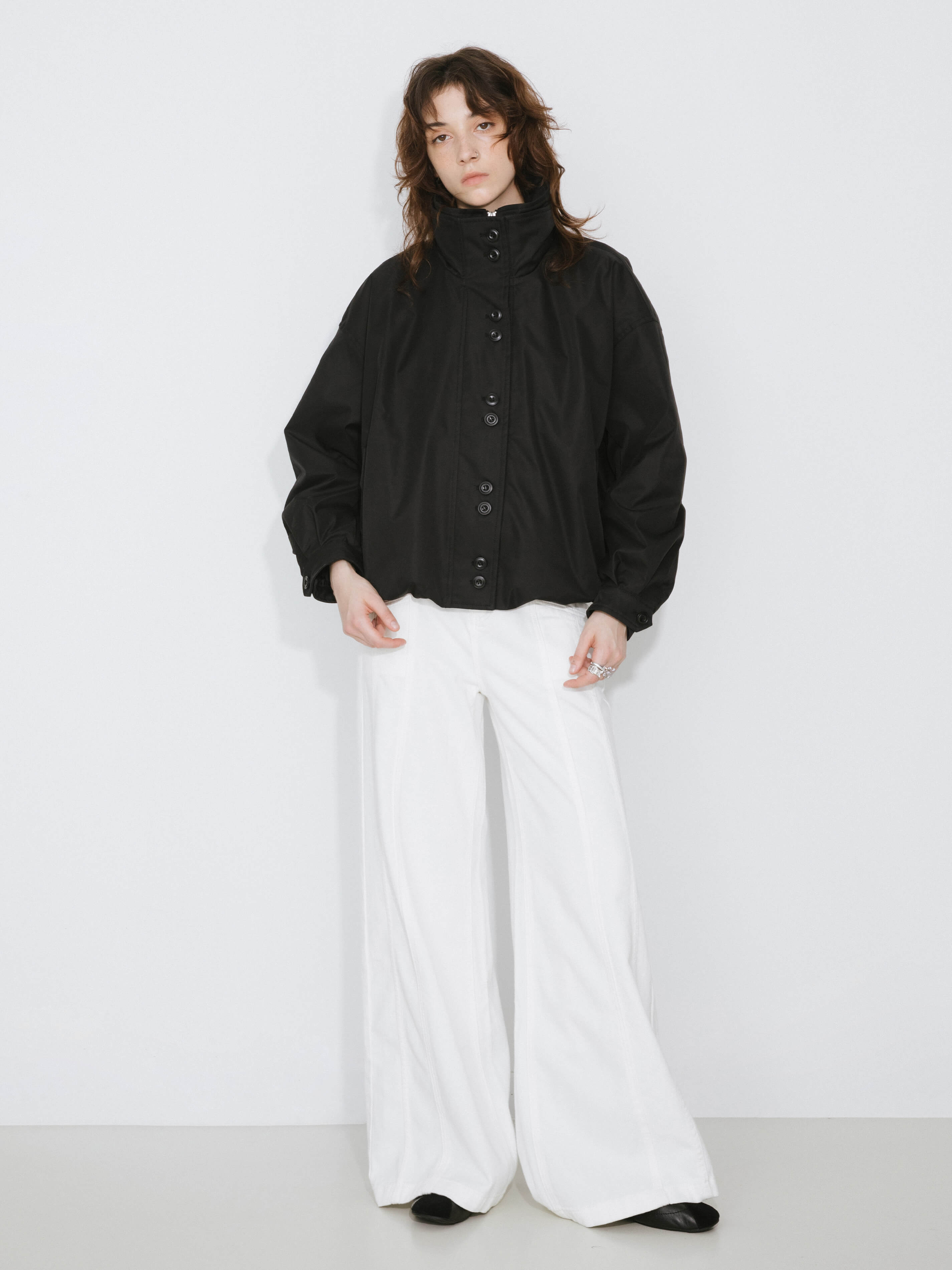 Short High Collar Zip Up Down Coat-2