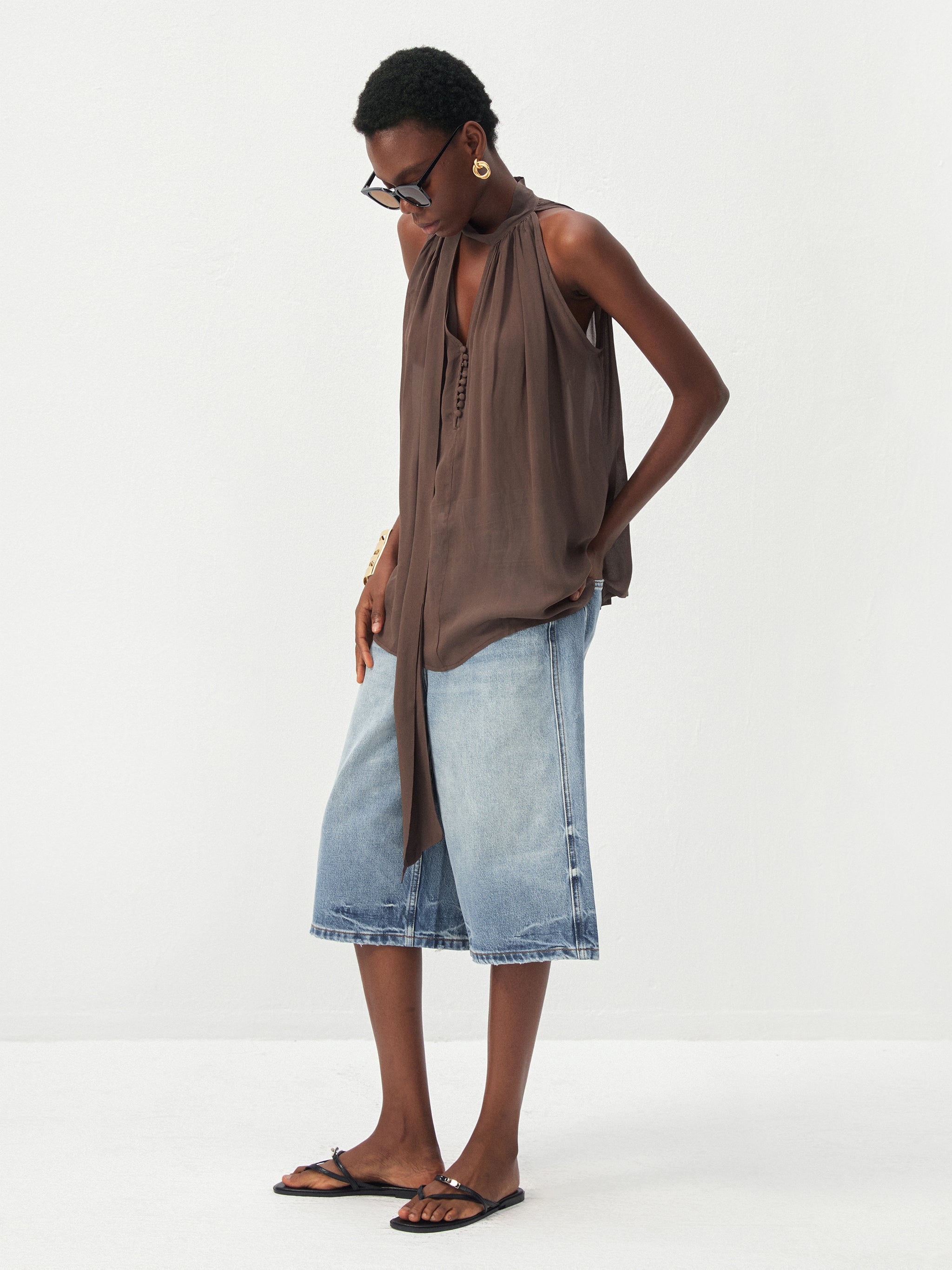 CUBIC Halter Neck Keyhole Sleeveless Blouse