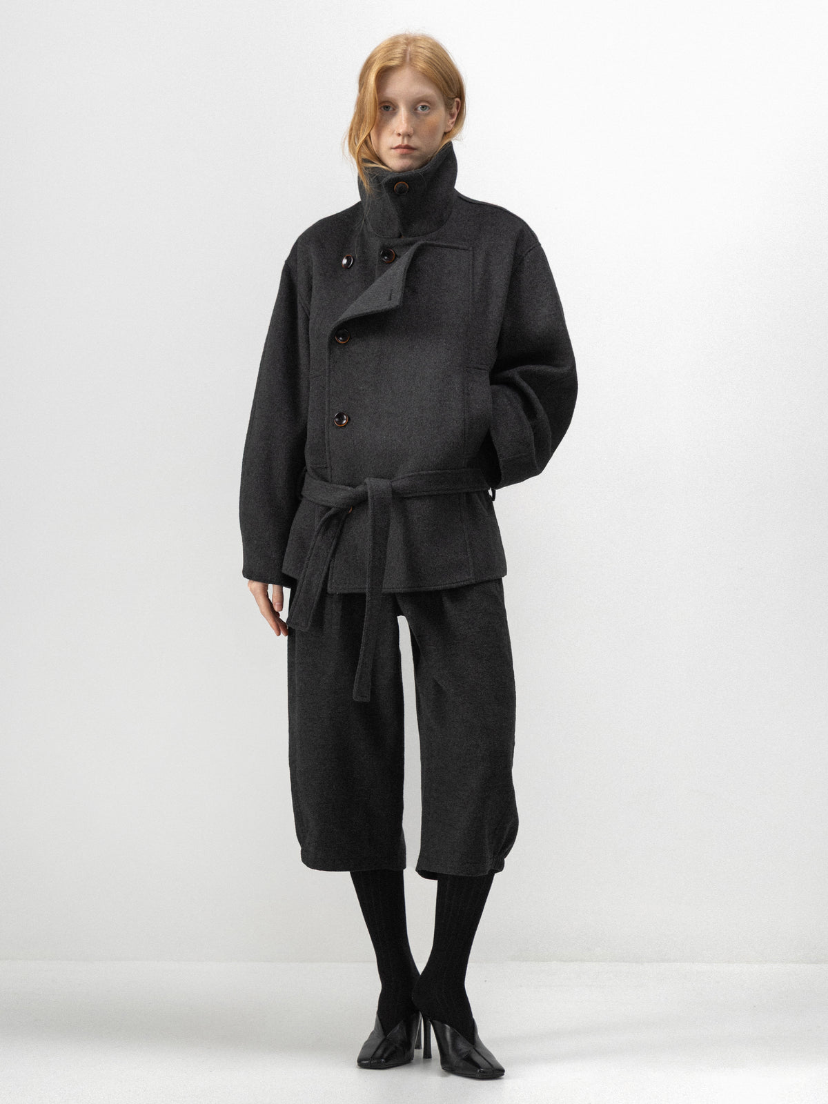 CUBIC Belted Double-Breasted Wool Coat-1