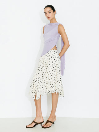 Polka Dot Ruffled Asymmetrical Hem Skirt