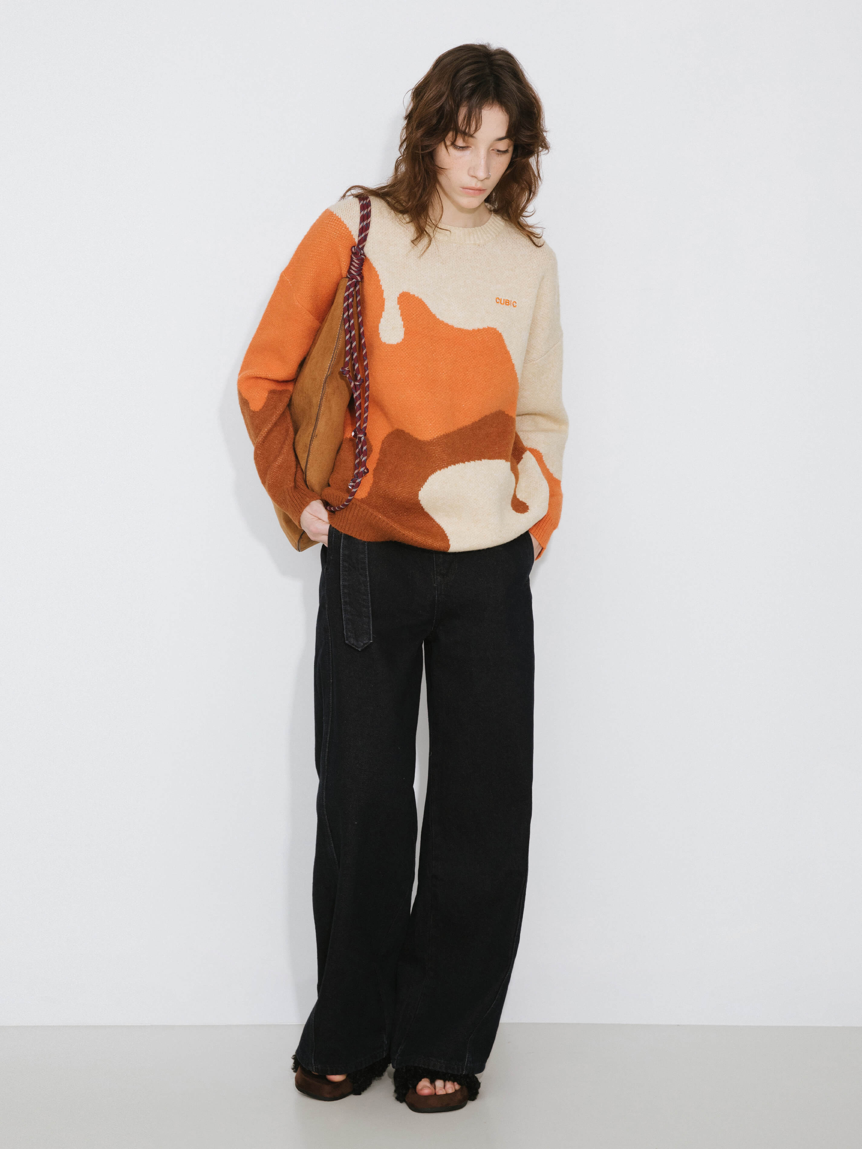 Melting Colour Block Oversized Knit Sweater-7