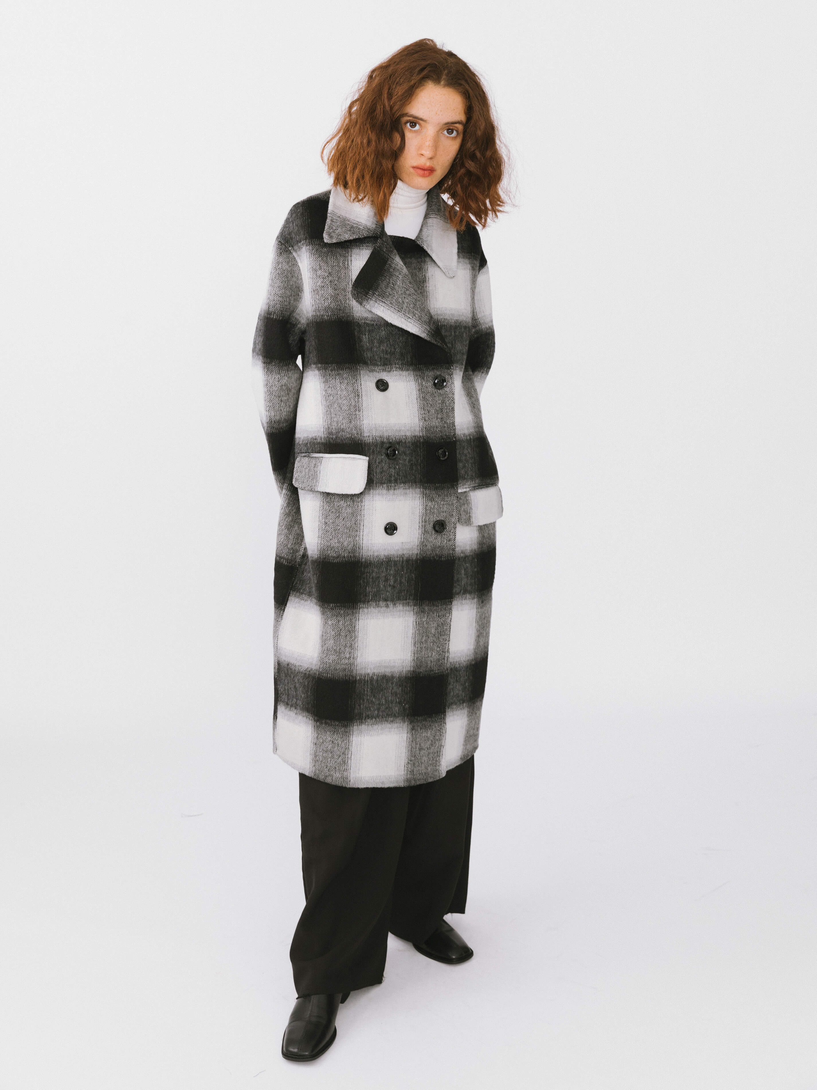 Classic Check Long Wool Coat-11