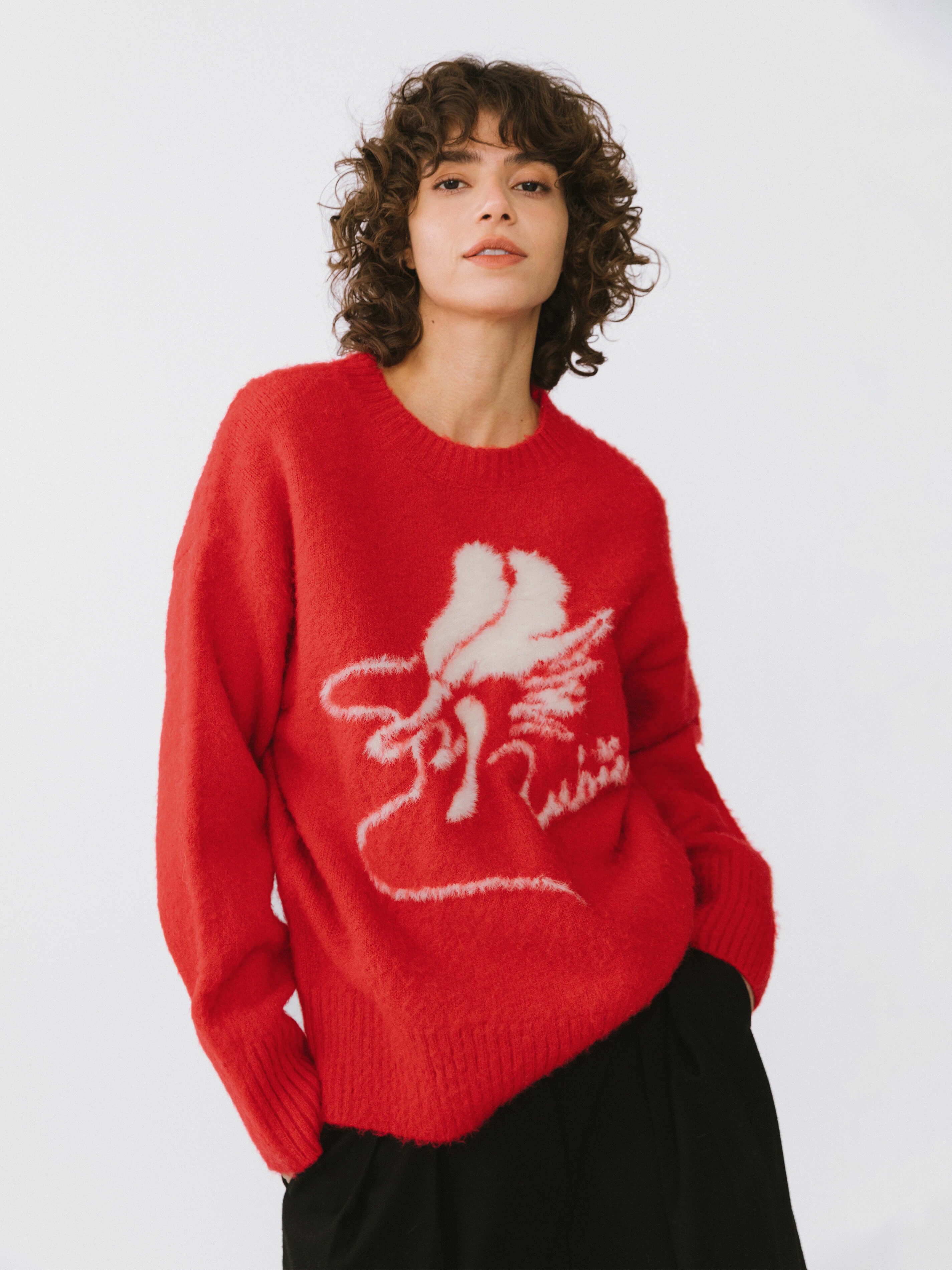 Loose Fit Color Block Jacquard Sweater-4