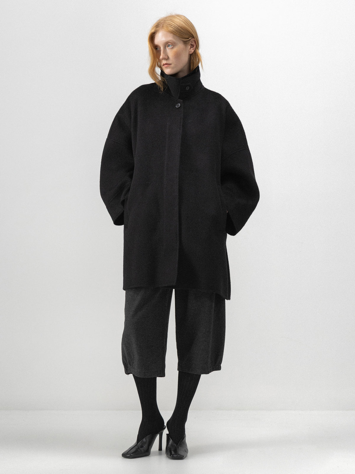 CUBIC Stand-Collar Double-Faced Wool Coat-2