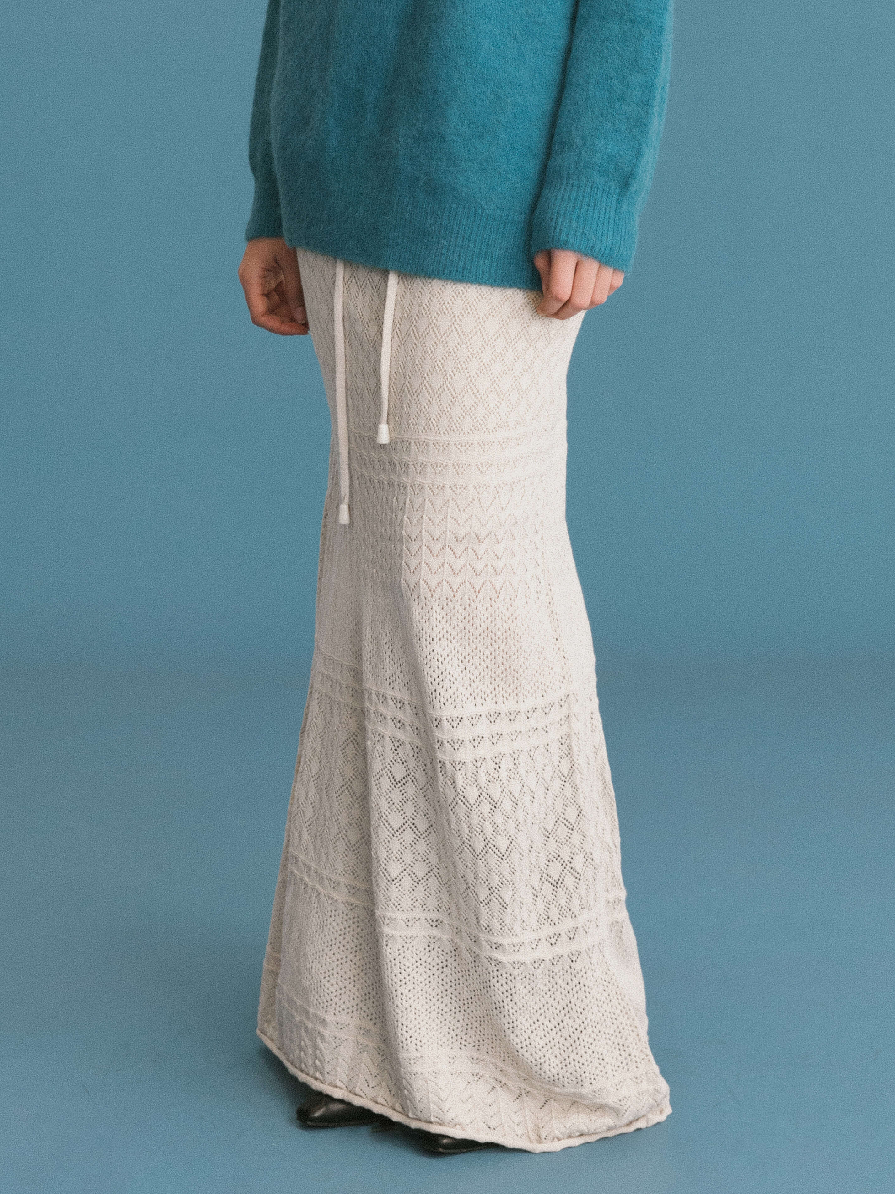 ONE BY CUBIC Knitted Wool Maxi Wrap Skirt-1