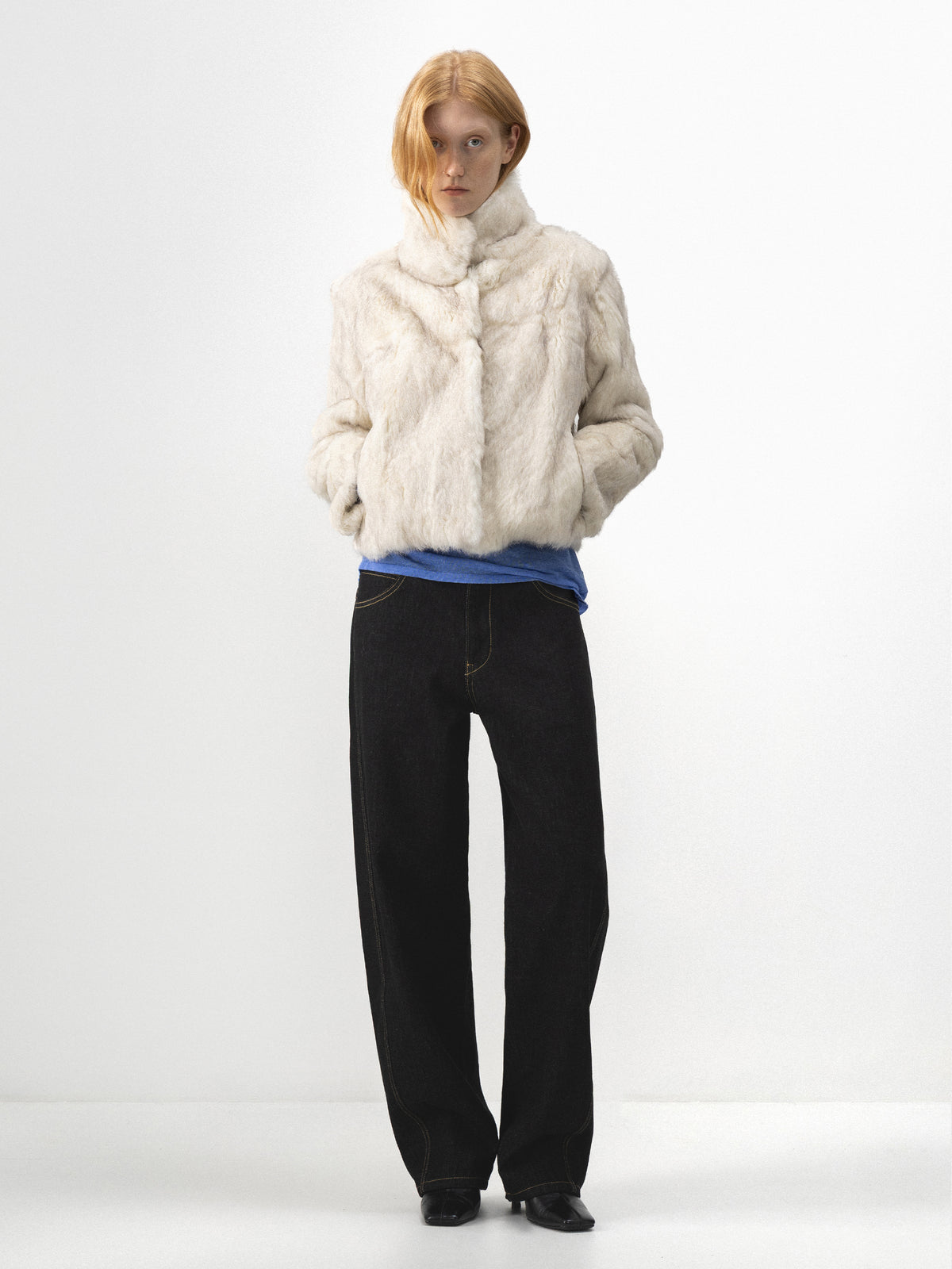 CUBIC Stand-Collar Rabbit-Fur Jacket-1