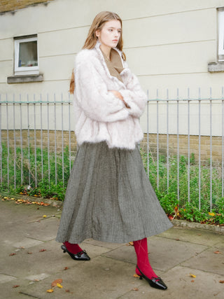 Gray Pleated Maxi Skirt