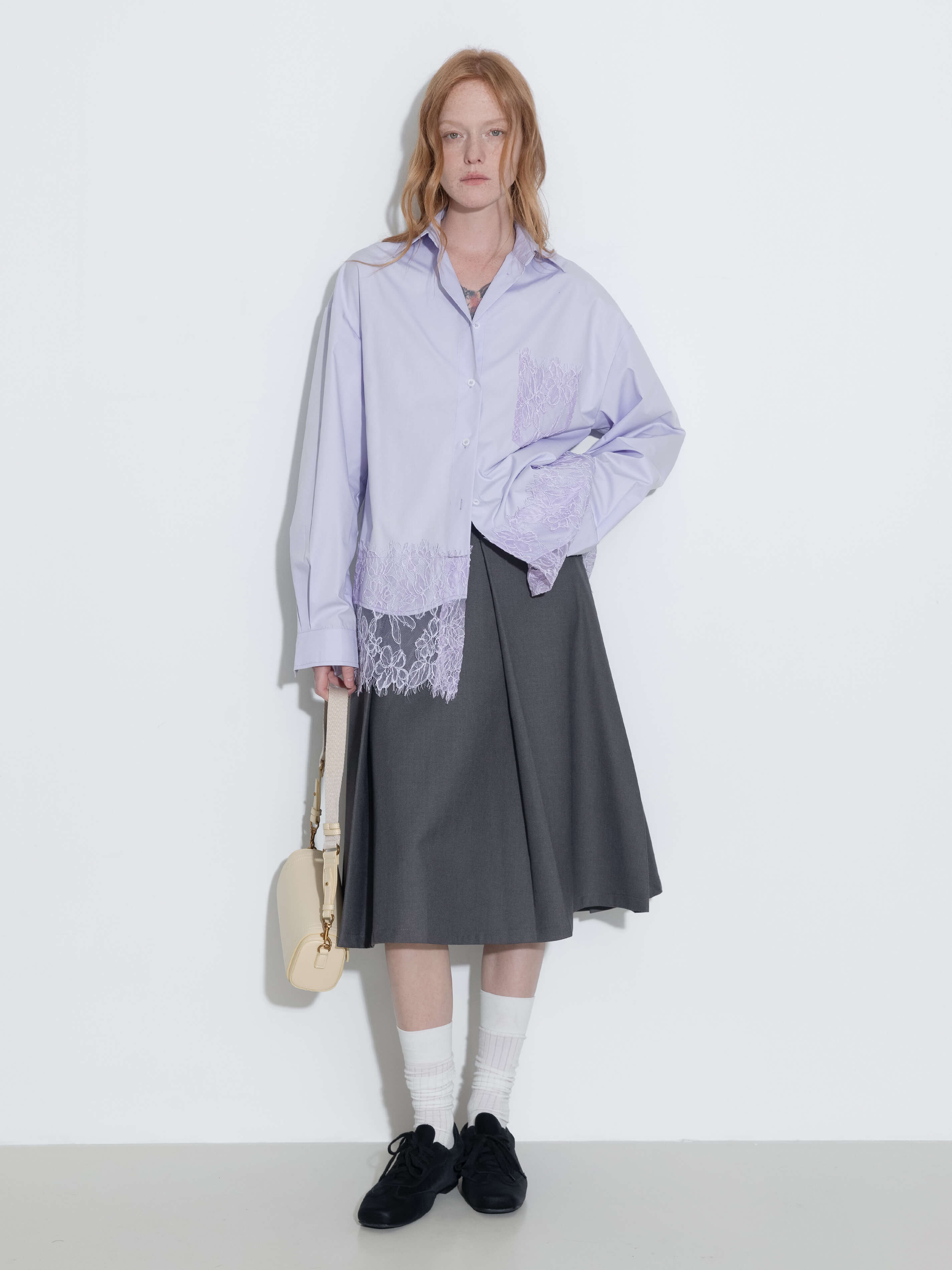 High Waist Pleated A-line Skirt-6