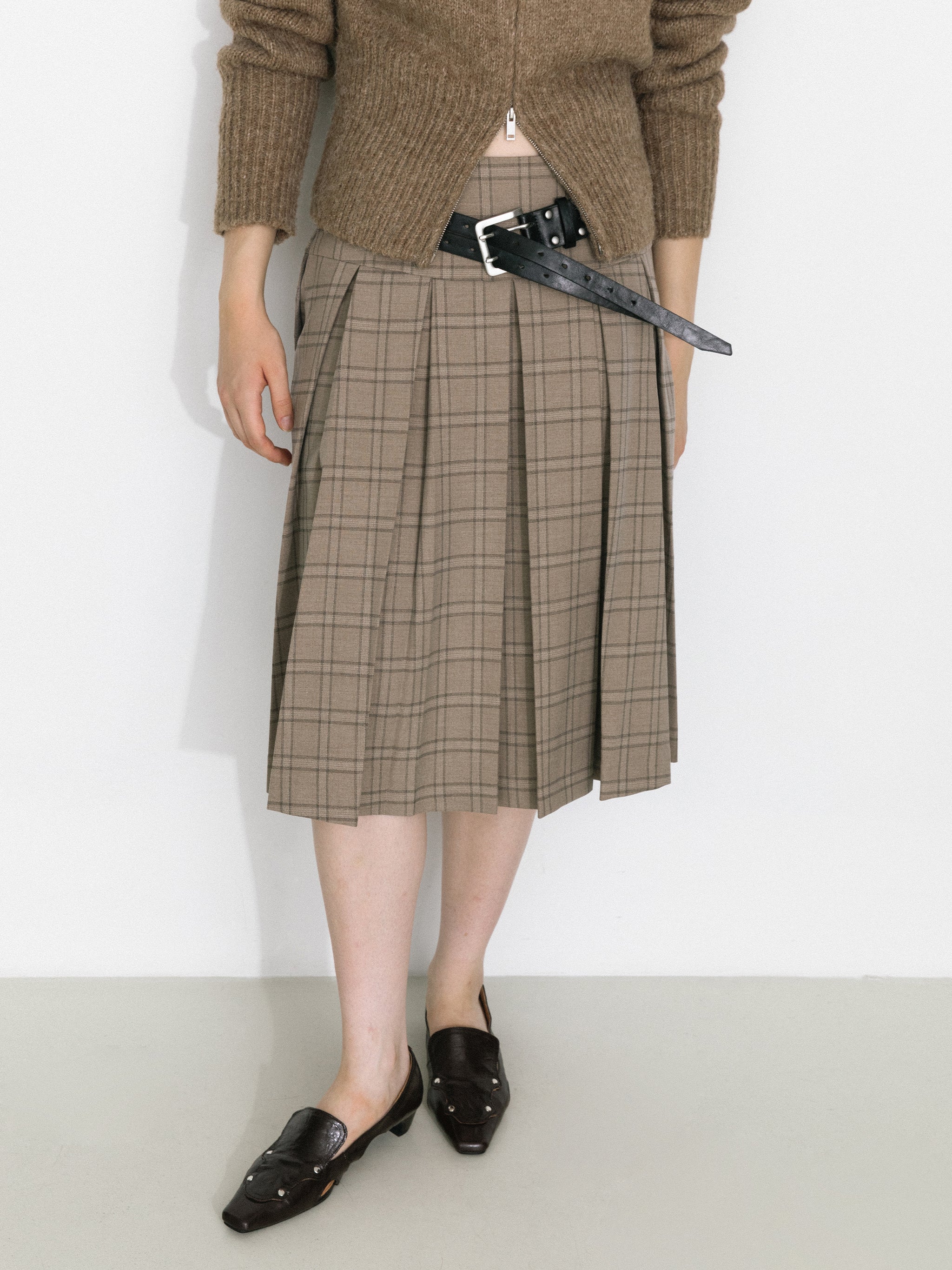 Classic Checked A-Line Pleated Mini Skirt