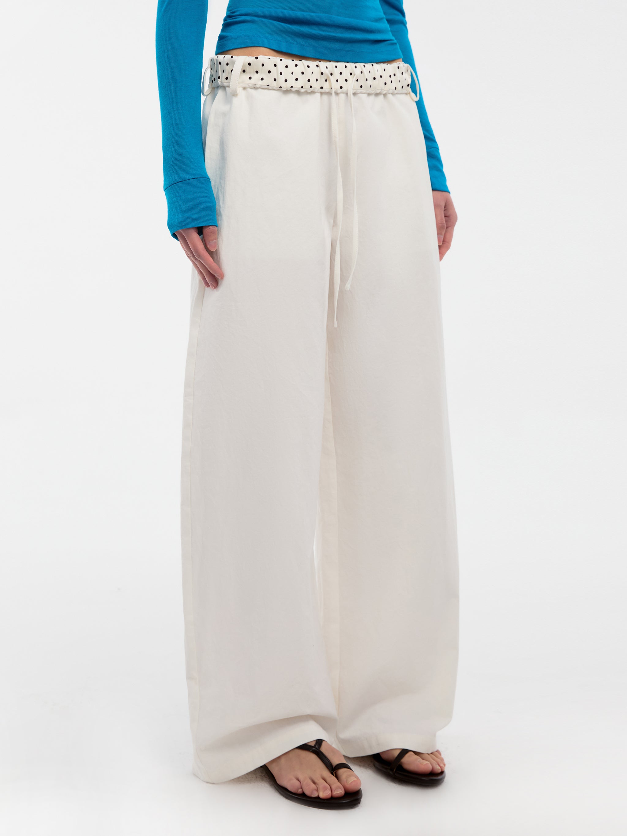CUBIC Ruffled Waistband Two-Way Casual Pants