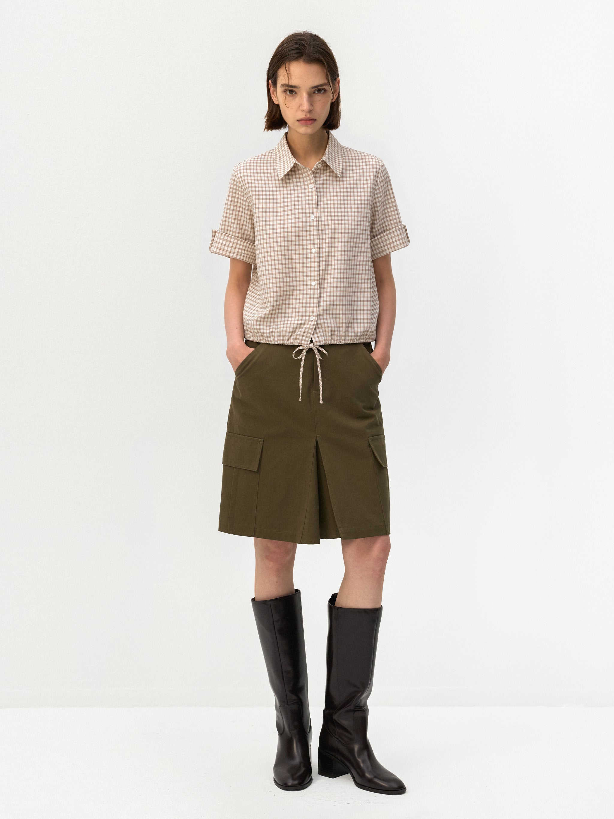 CUBIC 100% Cotton Checked Short Sleeve Shirt