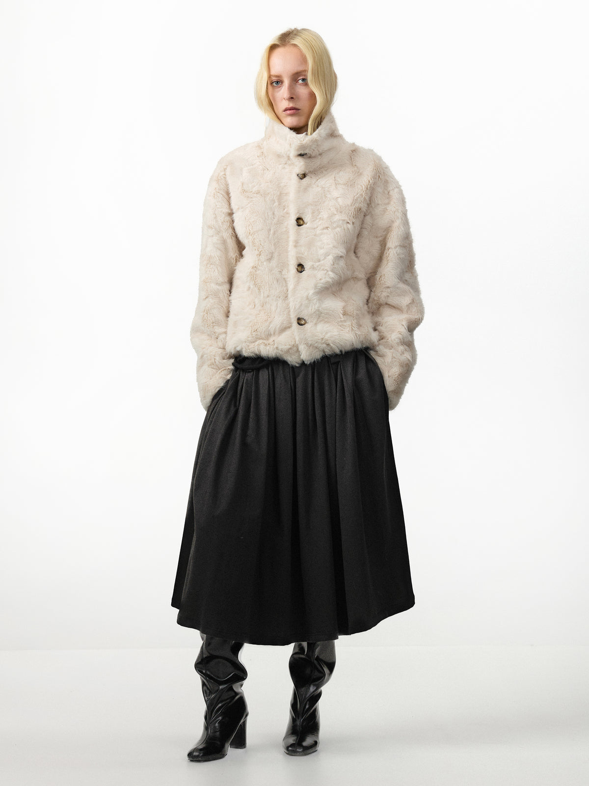 CUBIC Reversible Faux‑Fur Short Jacket-1