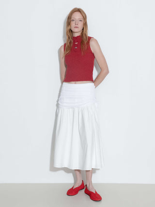 White Adjustable Semi-Bodycon A-Line Midi Skirt