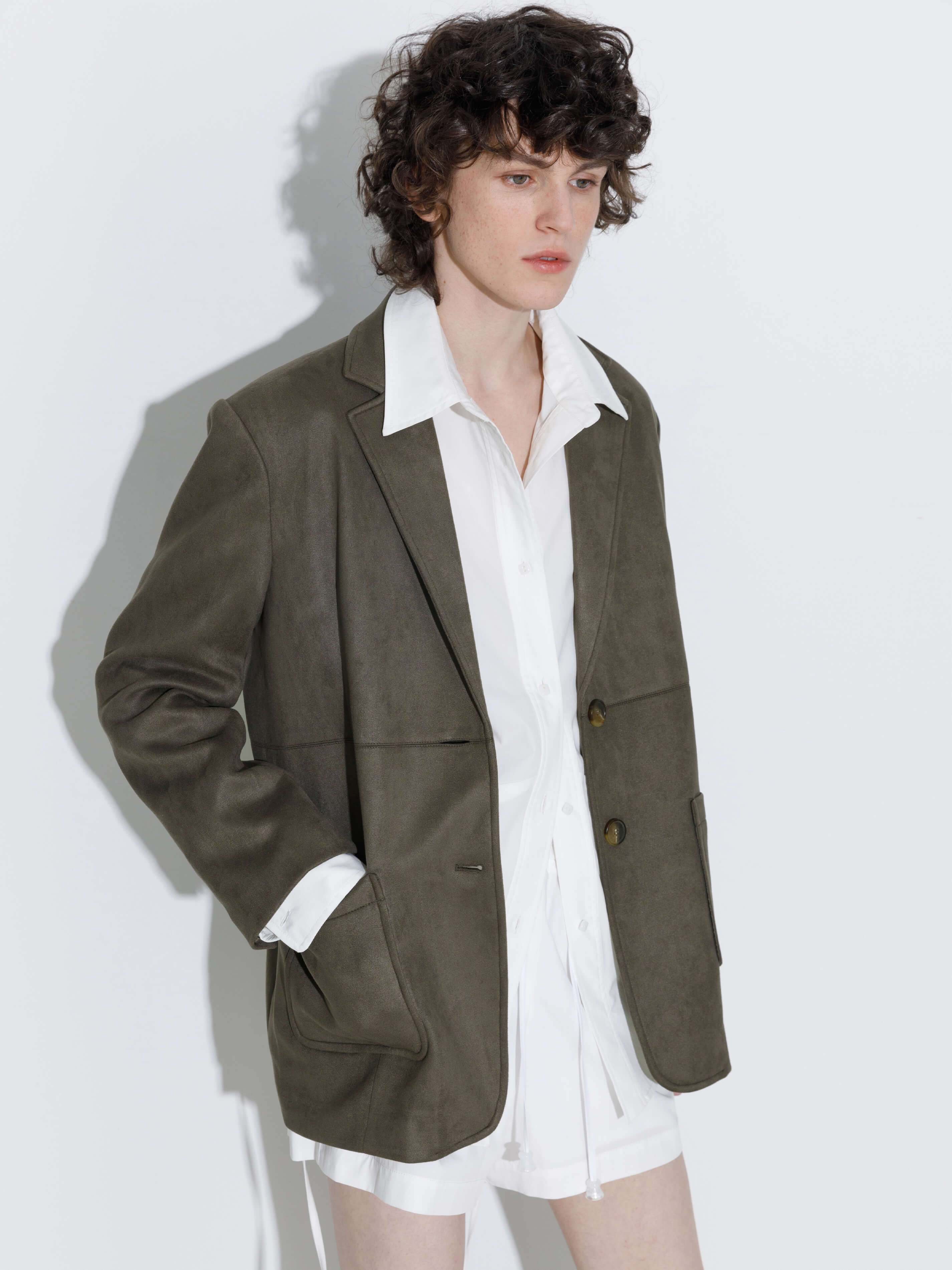 ONE BY CUBIC Silky Tailored Suede Jacket-6