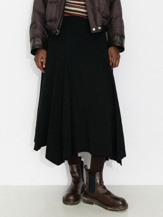 Vintage Lyocell Blend Asymmetric A-Line Midi Skirt