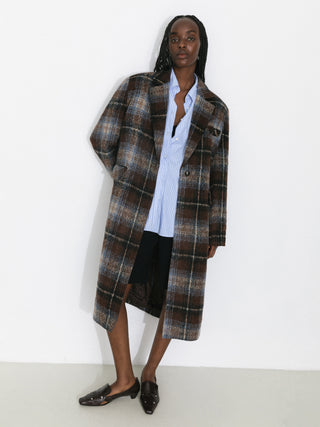 Vintage Plaid Longline Blazer Coat