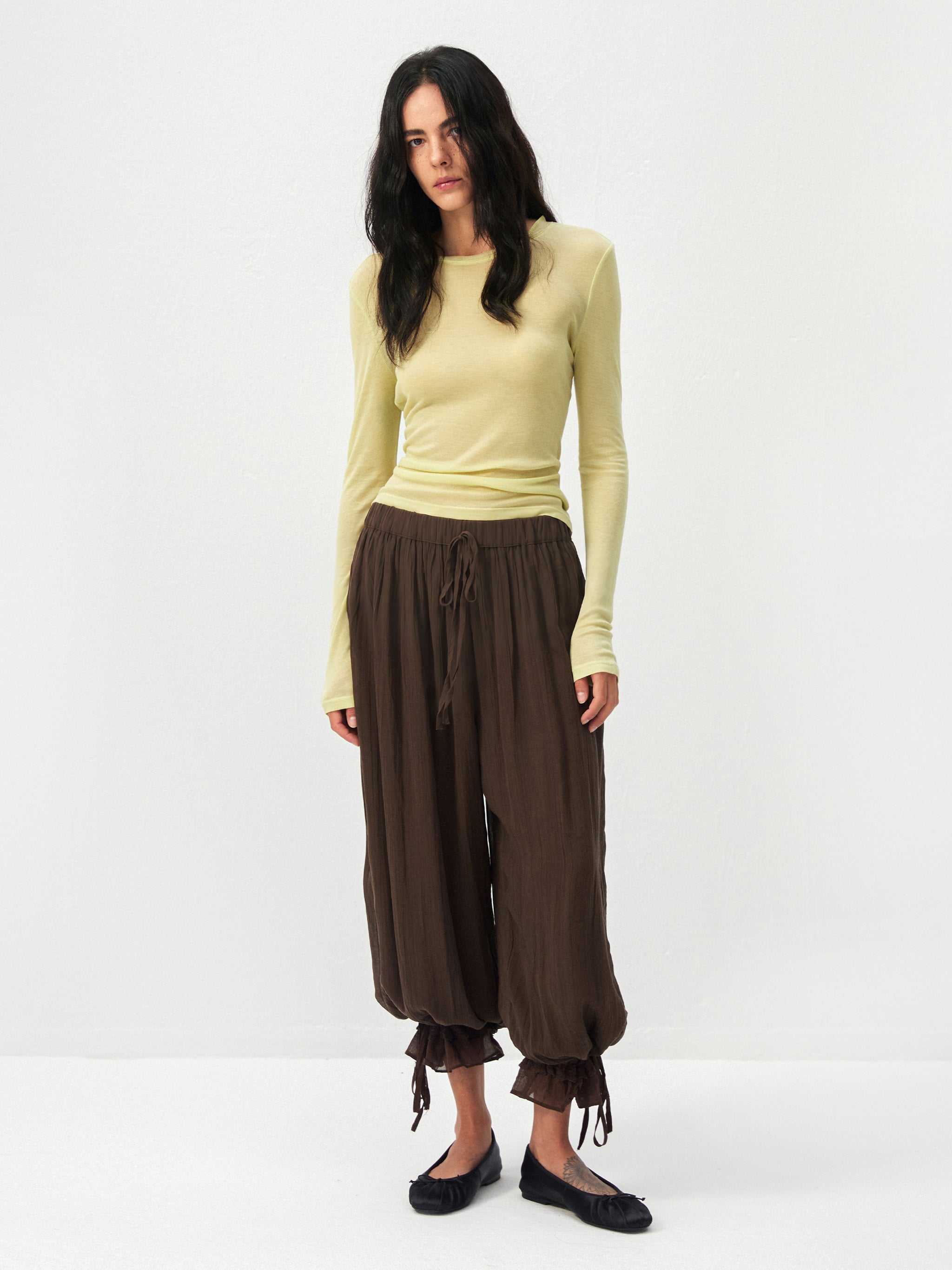 CUBIC Lyocell Sheer Long-Sleeve Top
