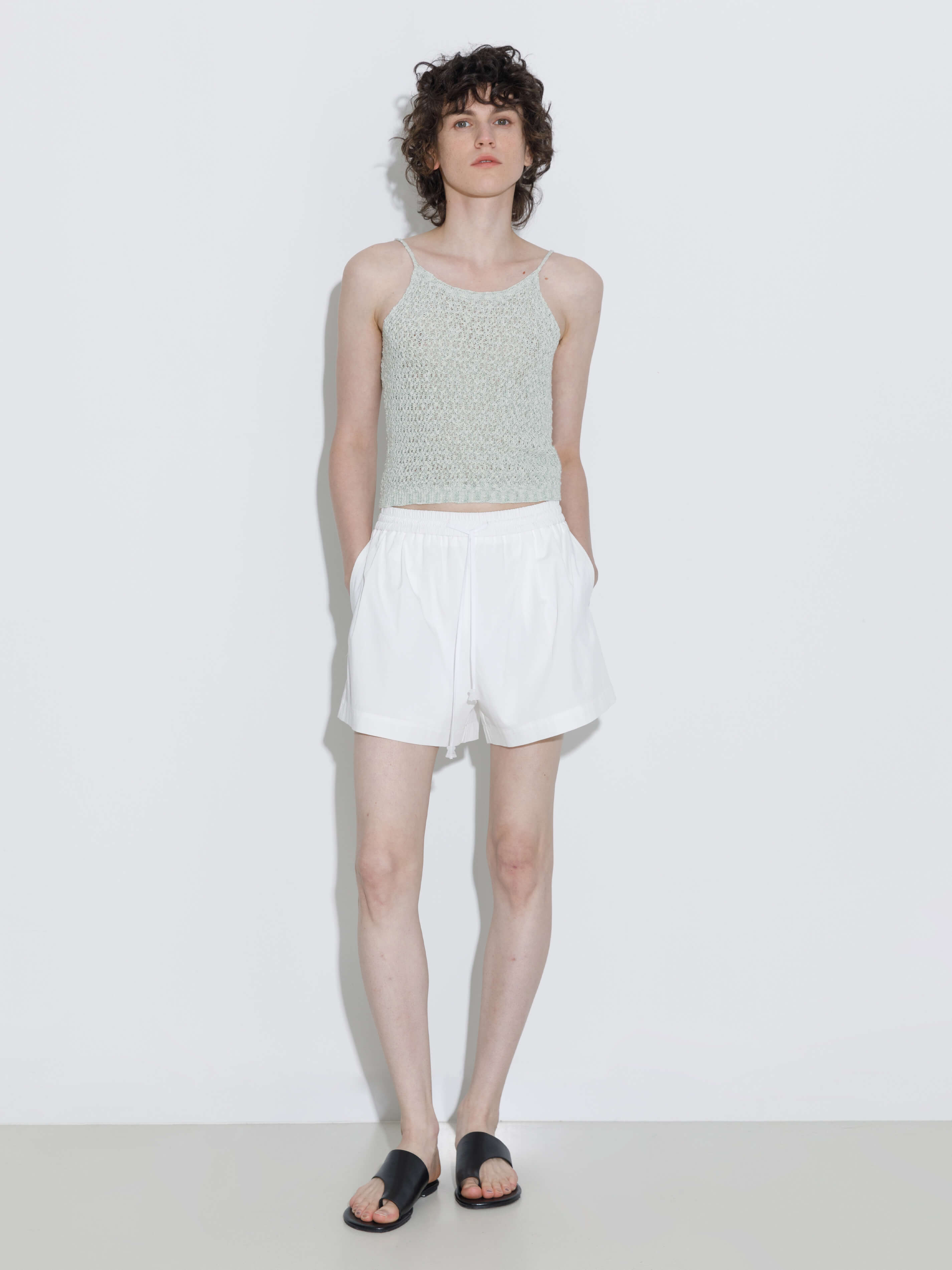 Drawstring Elastic Waist Mini Shorts-2