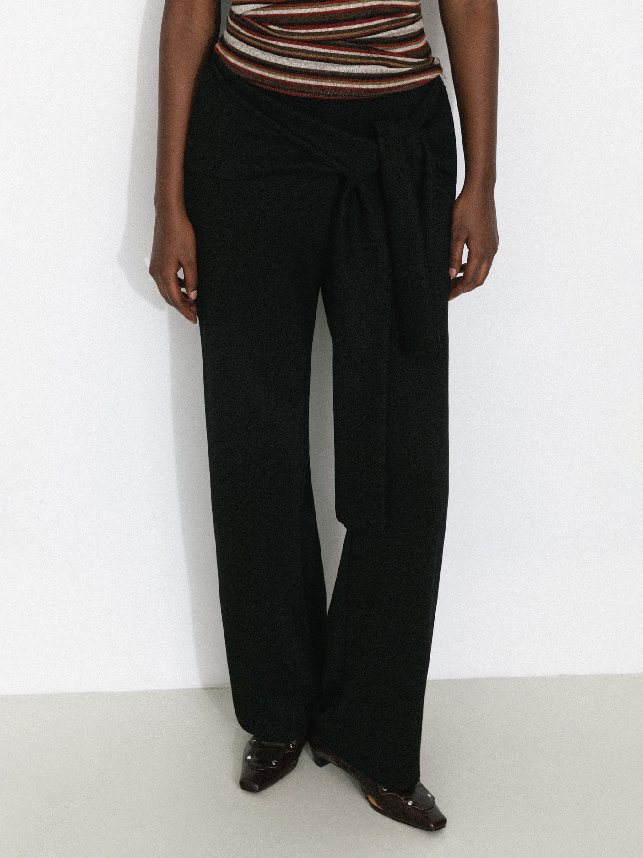 Casual Drawstring Waist Straight Pants