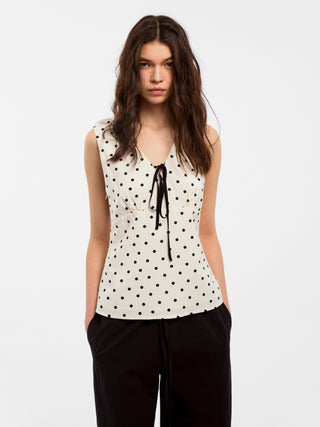 CUBIC Polka Dot V-Neck Top