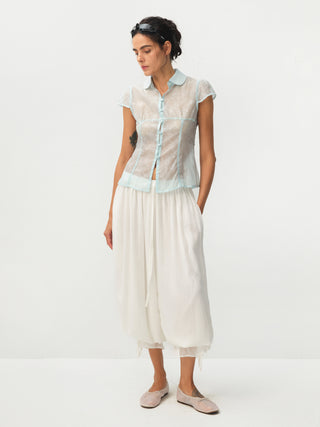 CUBIC Lyocell Semi-Sheer Fitted Blouse