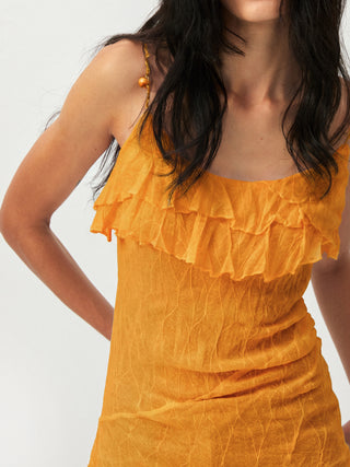 CUBIC Textured Ruffle Neck Lace Strap Camisole
