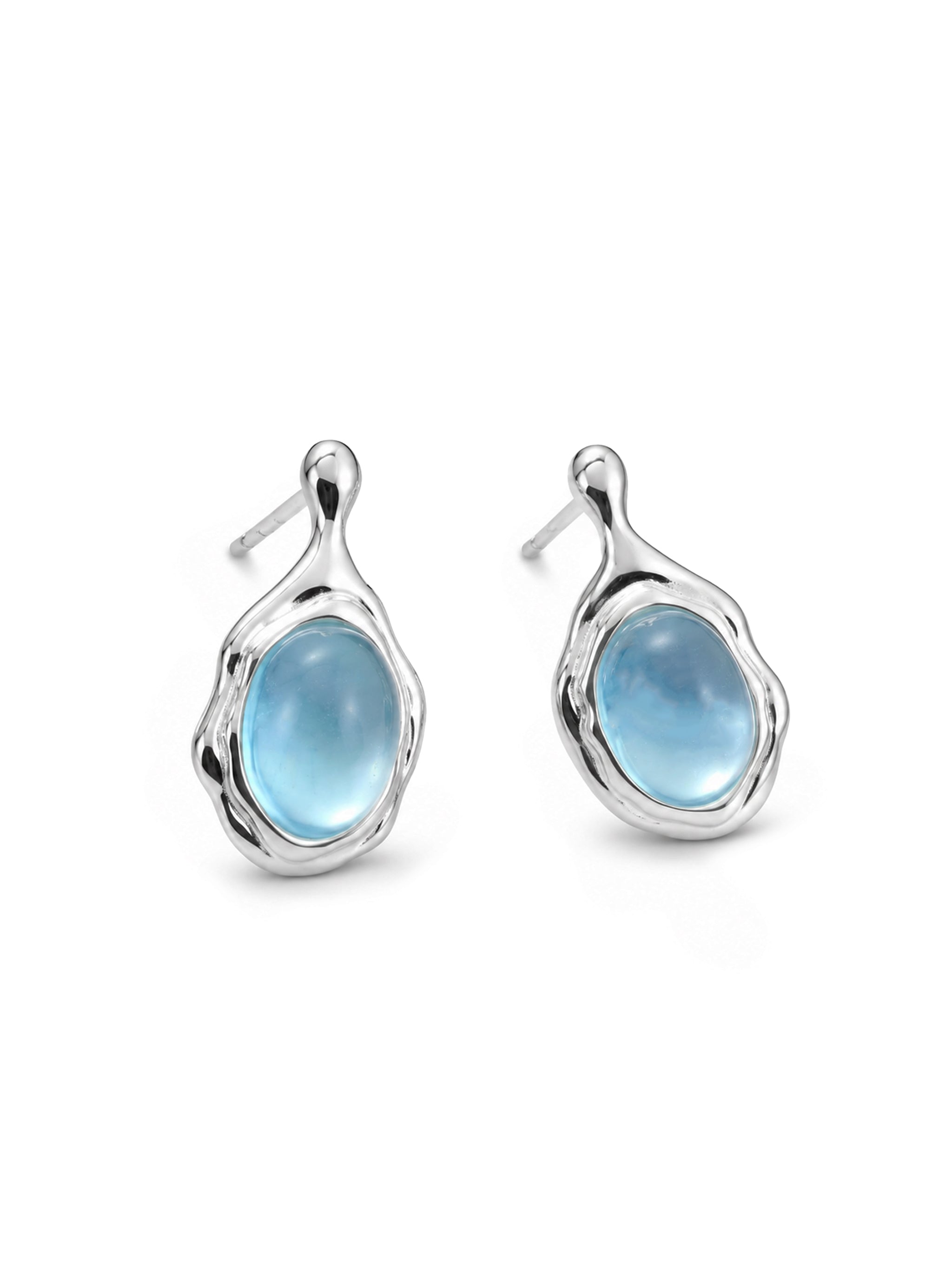 Aquamarine Drop Silver Earrings-1