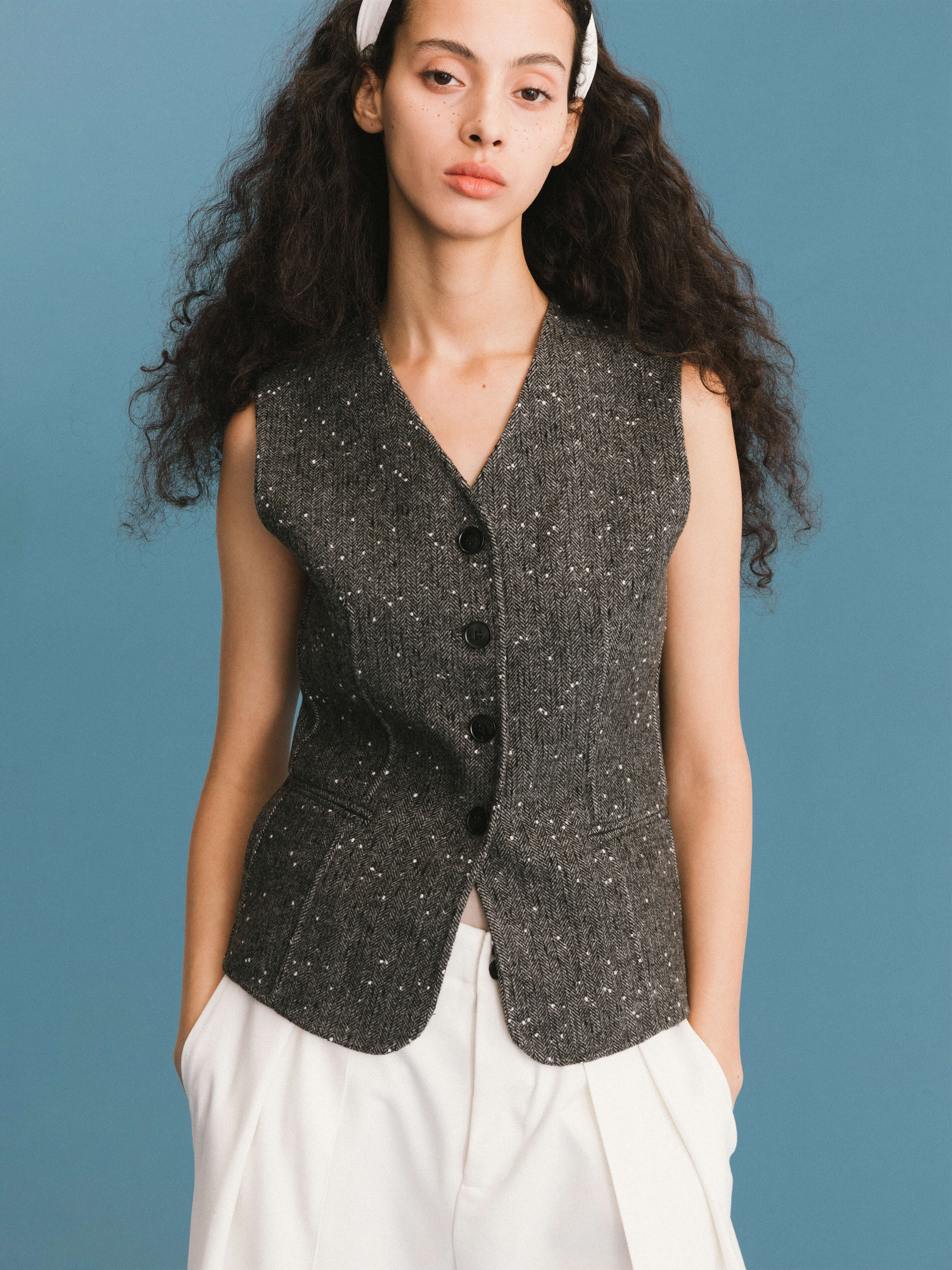 ONE BY CUBIC Double Face Tailored Wool Waistcoat-1